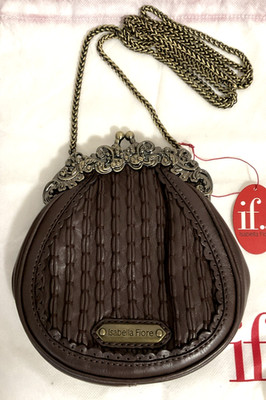 Isabelle Fiore Shine Ronda Coco Leather Chain Crossbody Bag NWT
