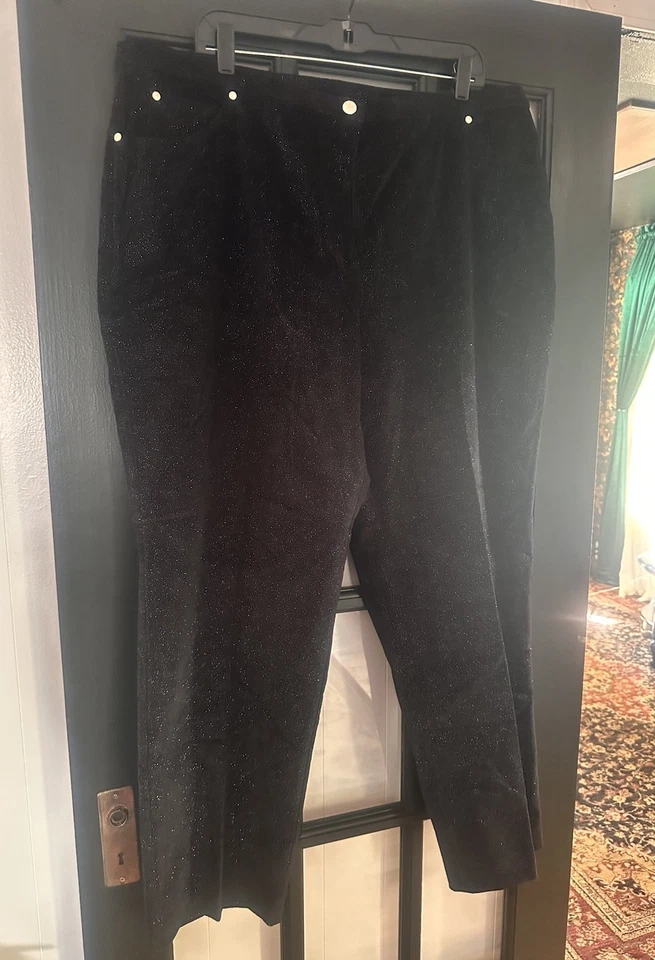 🩷Susan Graver Estilo 22W Negro/Plateado Pantalones de mezclilla elásticos Algodón Nuevos Foto 2 de 4