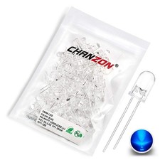 Chanzon 100 pcs 5mm Blue LED Diode Lights (Clear Round Transparent DC 3V 20mA) S