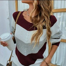 Striped Raglan Sleeve Rib-Knit Sweater