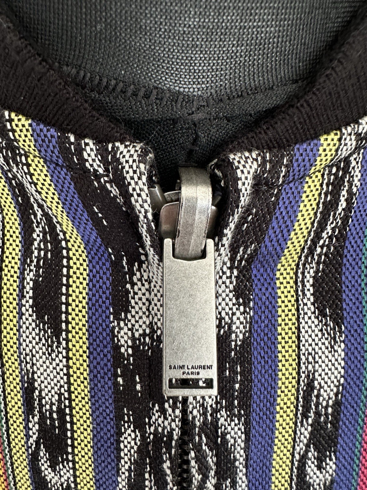 Giacca Teddy Yves Saint Laurent Multicolore o Nero Grigio Reversibile Taglia 50