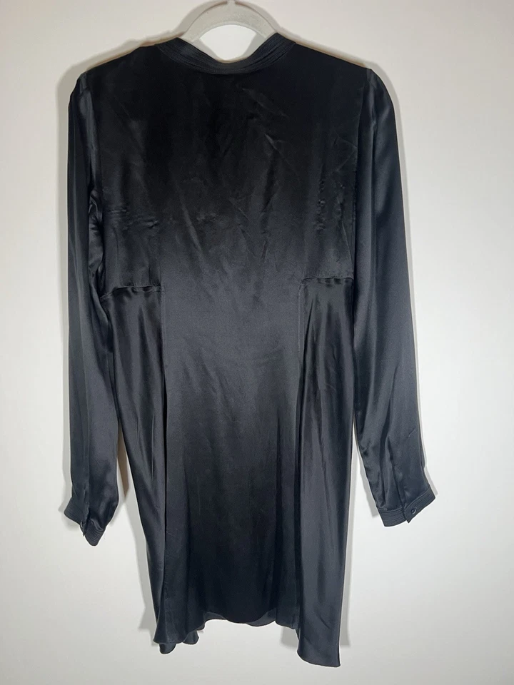 Vestido fluido vintage Y2K Twelfth St Cynthia Vincent negro seda bruja cambio L Foto 3 de 4