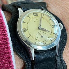 Vintage 1940s Zenith Pilot Military Watch Patina Manual Wind 32mm Watch 9