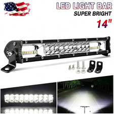 Dual Row 14inch Led Light Bar Drl Spot Flood Combo Work Lamp Car Atv Suv Vs 15
