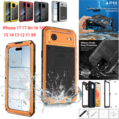 For iPhone Waterproof Case Heavy Duty Shockproof Metal Cover w/ Screen Protector