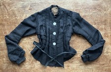 Gorgeous Vintage Edwardian Victorian 1900s Black Blouse Shell Buttons S M