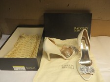 BADGLEY MISCHKA STUNNING JEWELED PUMPS "NIKKI" WHITE SATIN 6-1/2 MP2554