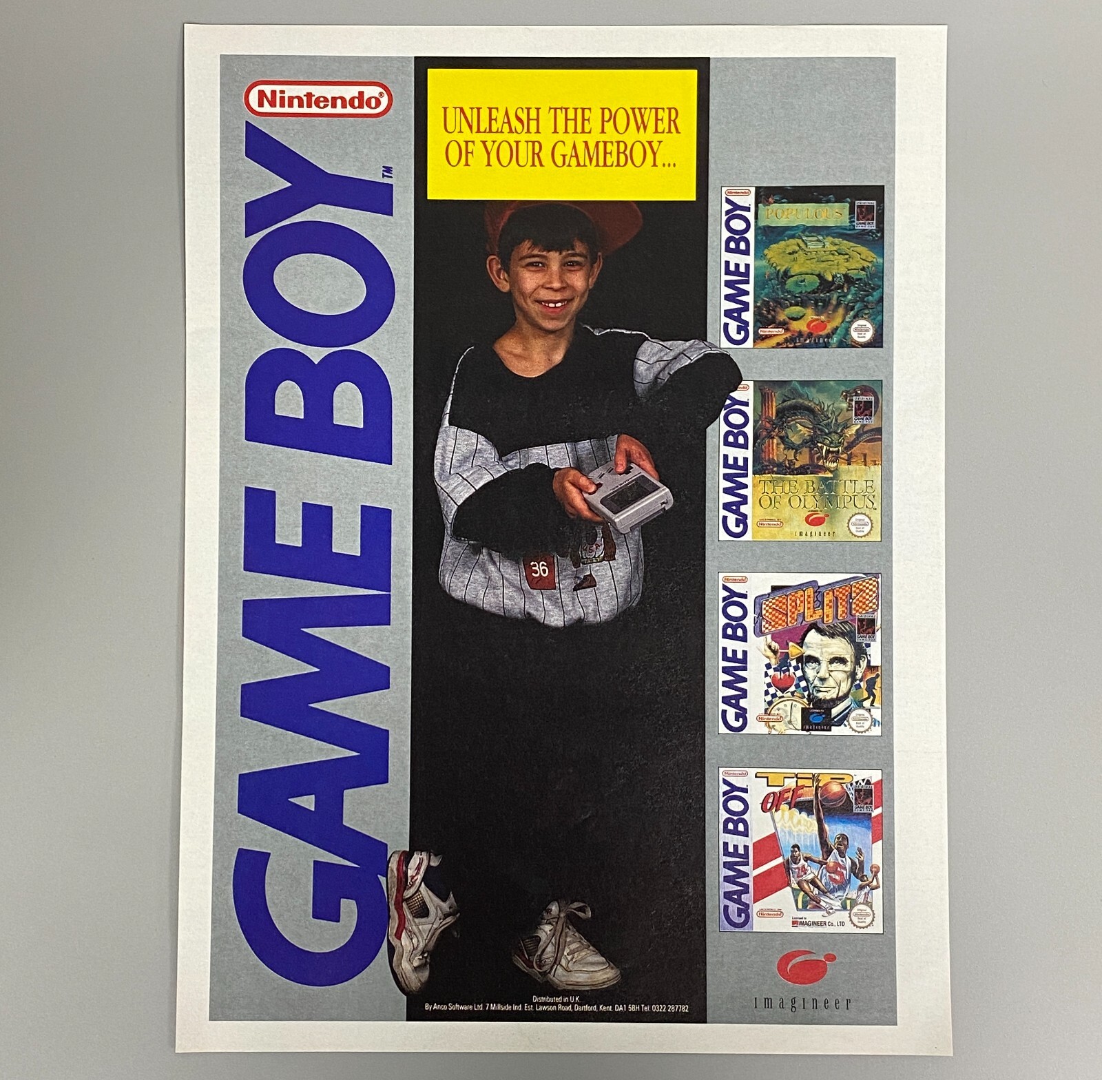 Nintendo Game Boy Populous Splitz Tip Off 1993 Vintage Retro Publicité