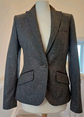 Barbour Nutwell Tweed Blazer Gr. 10 Top Zustand Grau. A267