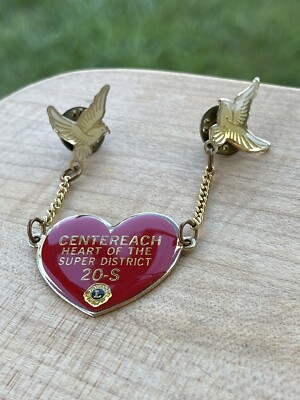 Lions Club Lapel Pin CENTEREACH Heart of The Super District 20-S Doves