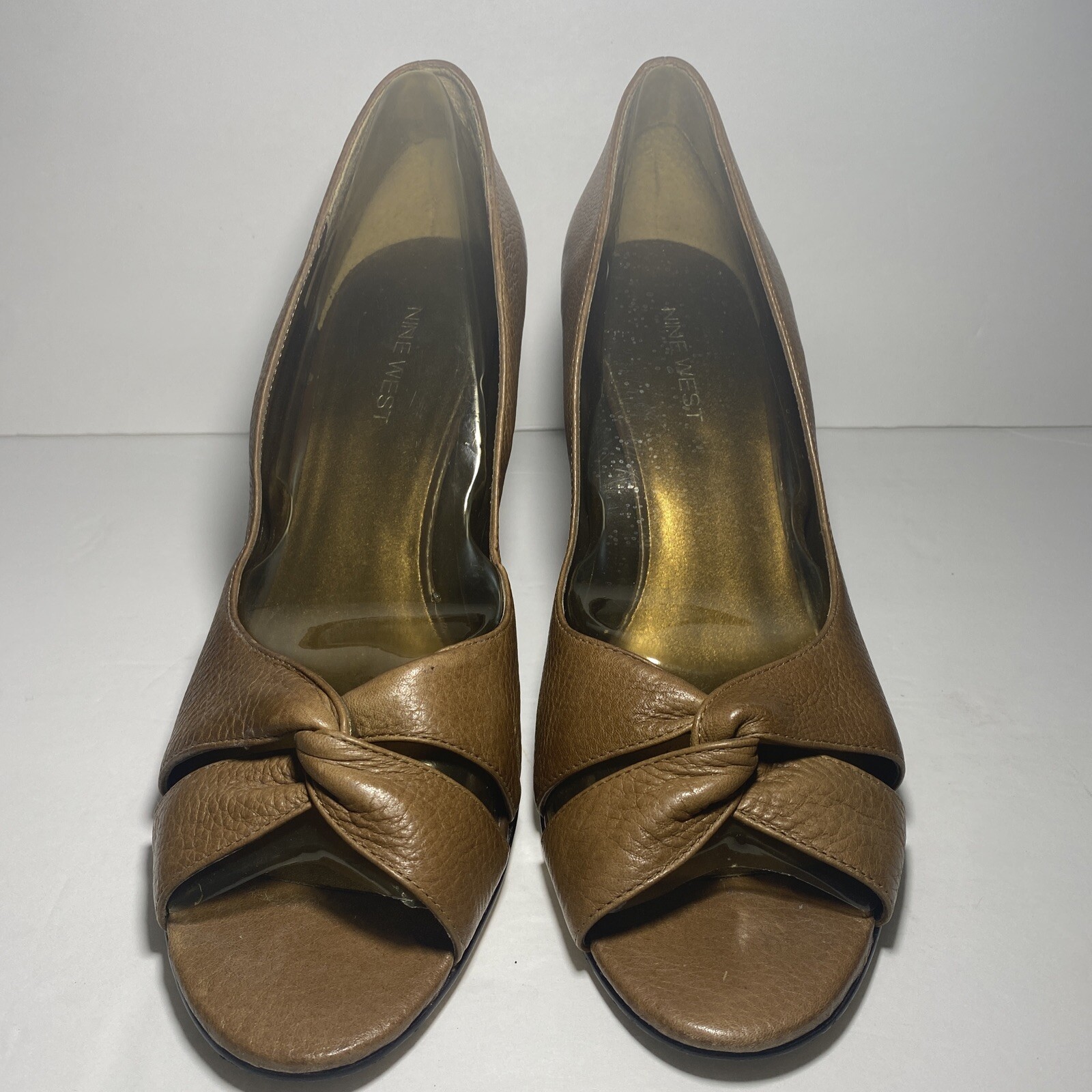 Nine West Women Size 9M Sandals Brown Wedge Leather Open Toe | eBay