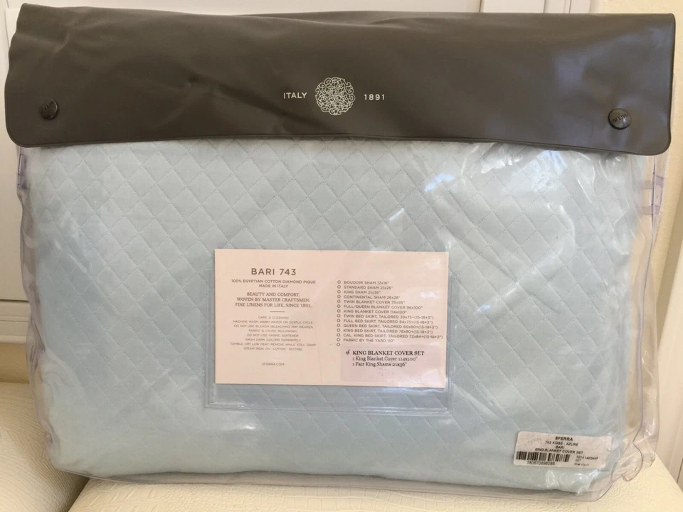 SFERRA KING одеяло чехол KING наволочки 3шт комплект сделано в Италии BARI лазурный синий - Изображение 3 из 4