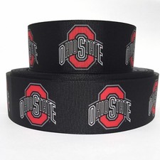 GROSGRAIN RIBBON 5/8", 7/8", 1.5", 3" FOOTBALL O17 - BLACK SPORTS TEAM Printed