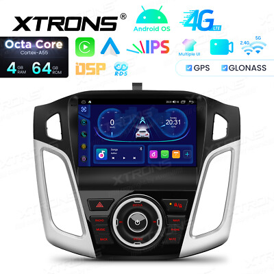 9'' QLED Android Autoradio 4GB+64GB GPS Navi CarPlay IPS BT LTE 4G für Ford Focus