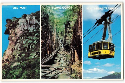 Franconia Notch, White Mountains, N.H., multiple views VTG Postcard SK2.