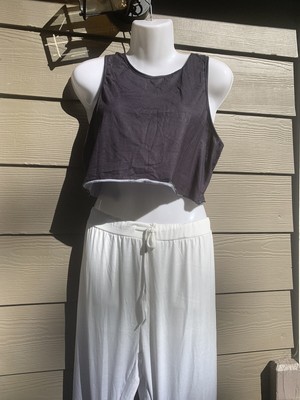 2Xl Black And Grey Stack Pants With Halter Top Draw Strings 