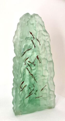 Yves Trucchi Kunst Glas Fischschule Skulptur Aquarium Briefbeschwerer Frankreich 10 Zoll - Bild 2 von 16