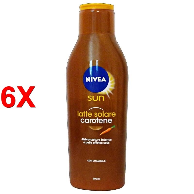 6 X NIVEA SOLARE CAROTENE BRONZE ABBRONZANTURA INTENSA LATTE 200 ML