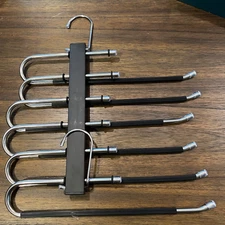 2 Space Saving Pants Hanger Holds 6 Pairs Pants closet efficiency silver black