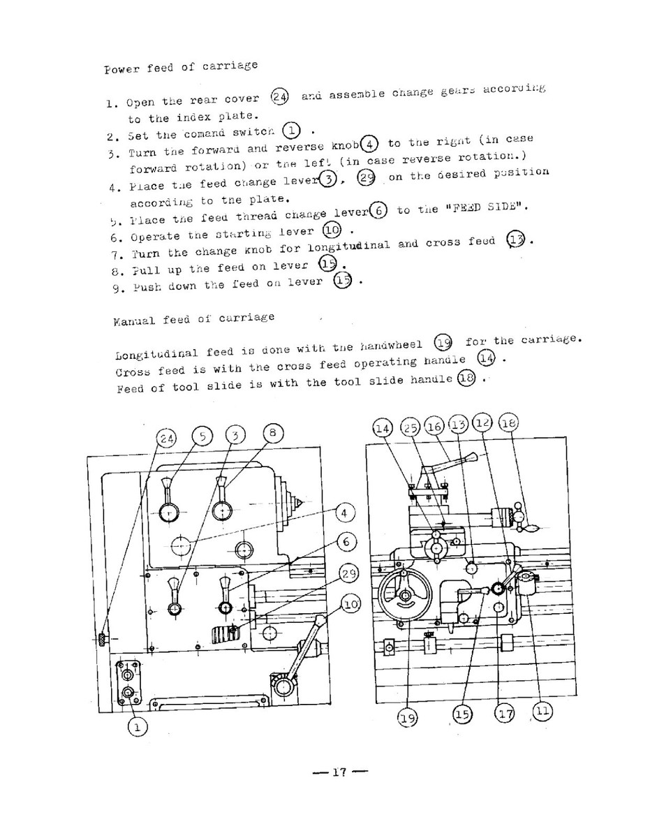 Lathe Instruction Manual Fits Takisawa TSL 550D, 800D & 1000D