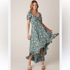 PATRONS OF PEACE ADRIAN Maxi DRESS empire waist puffed sleeve boho cottagecore S