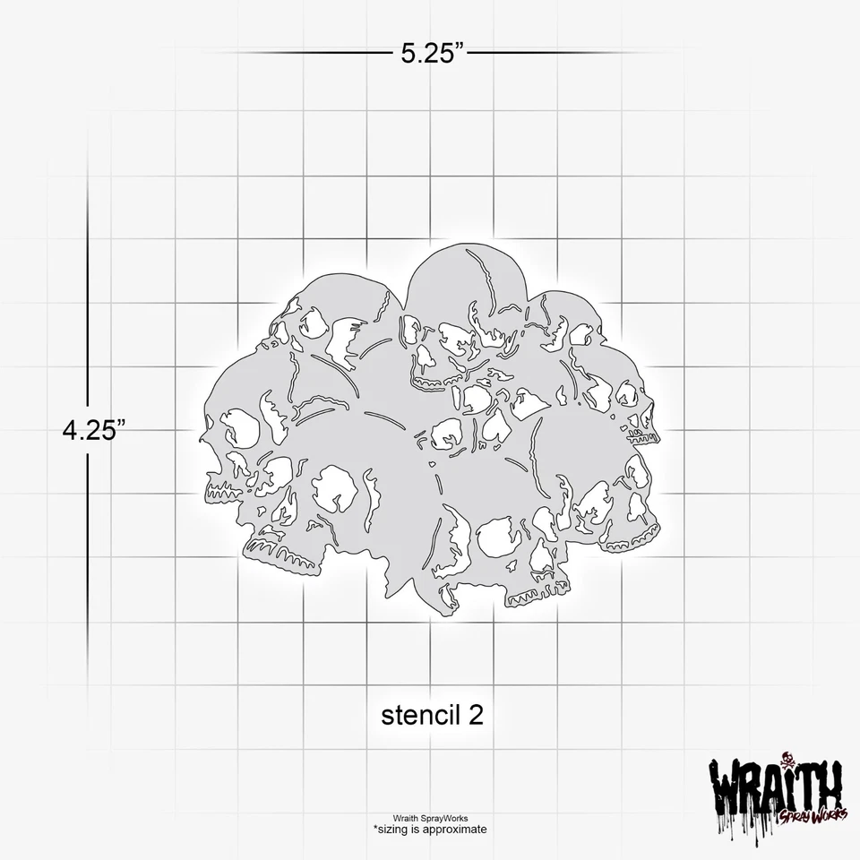 Skull Stack Mini Set #2 - Reusable Airbrush Stencil Template - Image 4 of 4