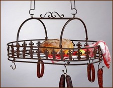 -LANDHAUS-KRÄUTERKRONE/ WURSTKRONE Eisen rustikal m. Haken antikbraun *NEU*