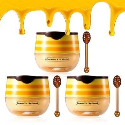 3PCS Honey Lip Balm, Vitamin E Moisturizing Propolis Sleeping Lip Mask, Effectiv