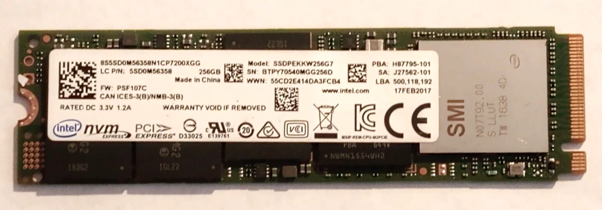 SSDPEKKW256G7 Intel 600p Series 256GB TLC Express 3.0 NVMe M.2 22x80 SSD eBay