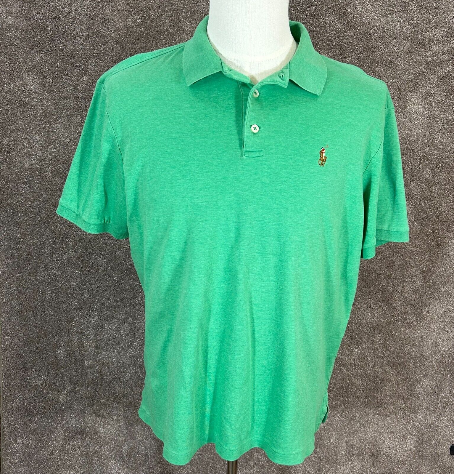 Polo Ralph Lauren camicia uomo grande verde manica corta polo classica carne pony