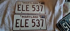 Two 1978 78 Matching Pair Maryland MD License Plates Tag #  ELE 537