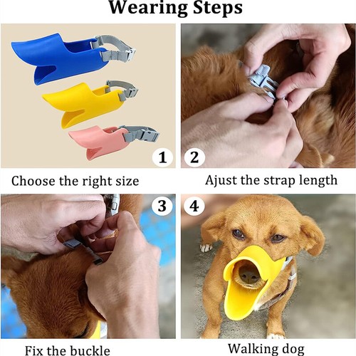 Pet Dog Cute Duck Muzzle Mask Anti-Biting Silicone Muzzle No Barking Training - Picture 11 of 25