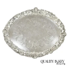 French Renaissance Bacchanal Scene Silver Plated Bacchus Figural Salver Tray