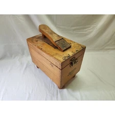 Vintage Wooden Esquire Shoe Valet De Luxe Box with Multiple Polish Brushes