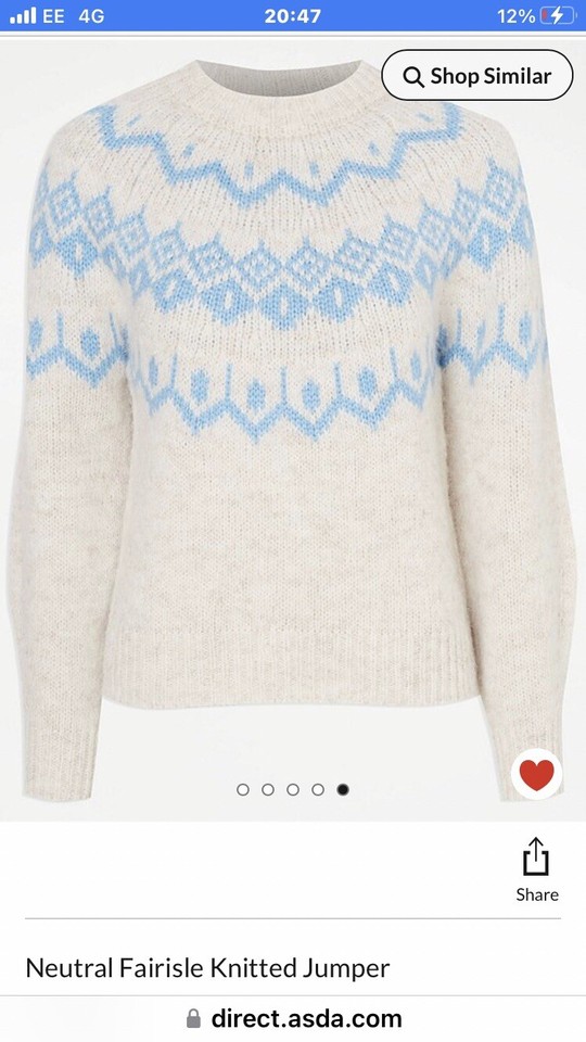 Ladies Cream Mix Fairisle knitted jumper Size 1214 NEW eBay