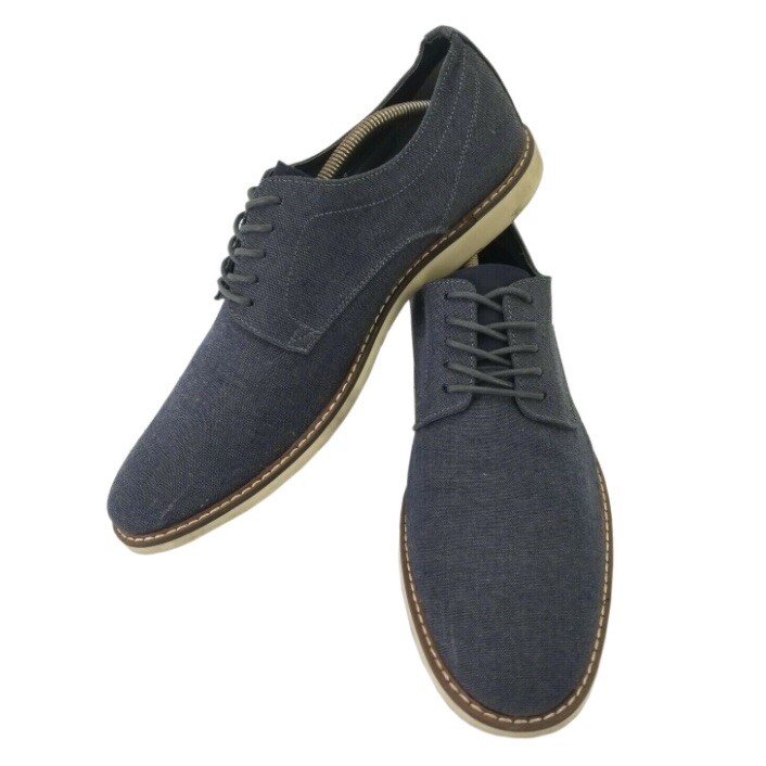 SAOLA The Rail 'Xander' Derby Punta Tinta Unita Tessuto Denim Blu Uomo EUR 45 U.S. 11 M