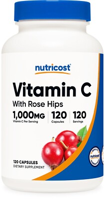 Nutricost Vitamin C with Rose Hips 1025mg, 120 Capsules - Non-GMO & Gluten Free