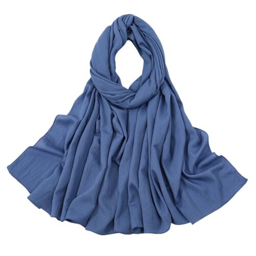 Women Plain Wrinkle Design Scarf Bandelet Shawl Stole Wrap Headscarf Muffler - Picture 18 of 32