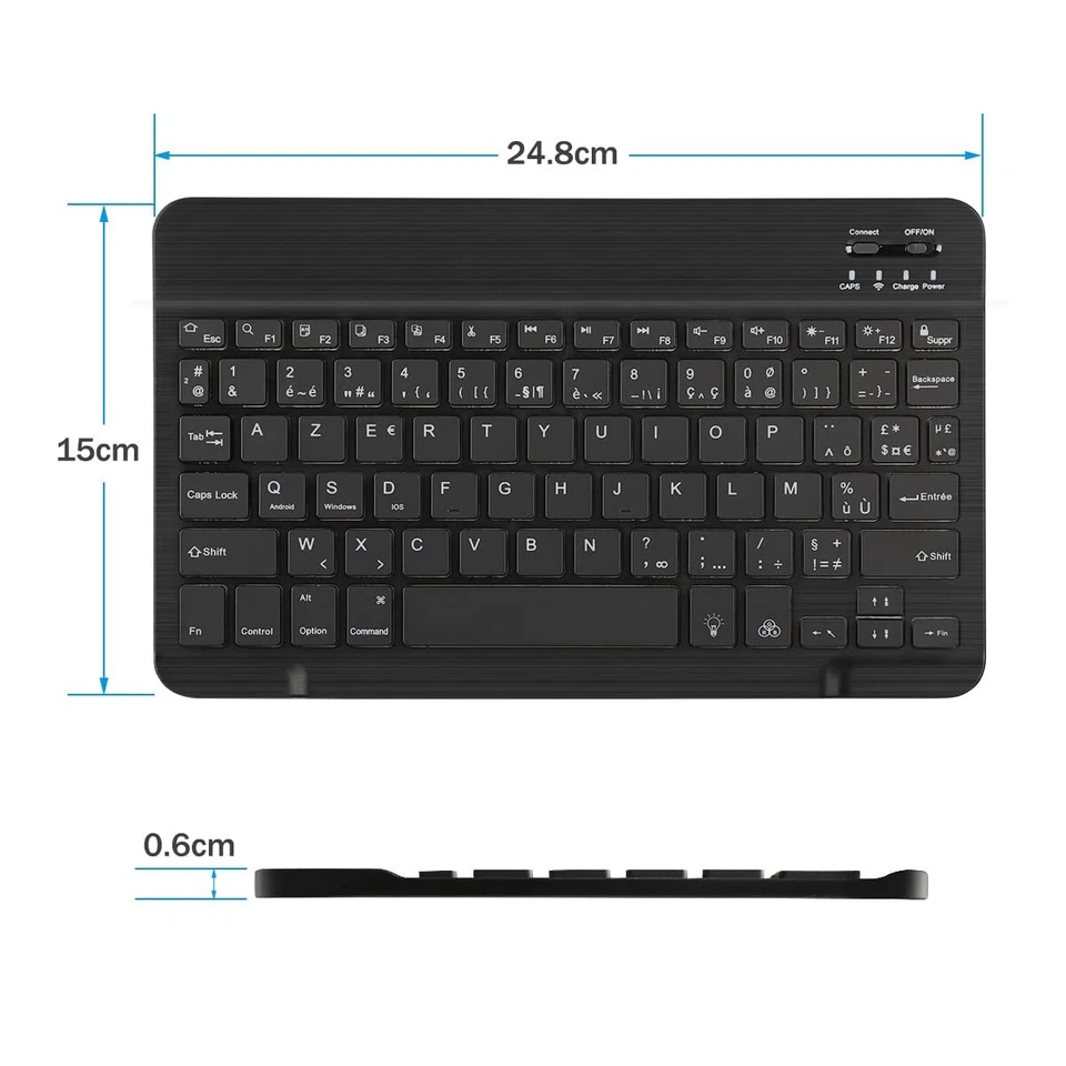 Clavier sans Fil Rétroéclairé Bluetooth Clavier AZERTY pour iPad Pro Air Mac ... - Photo 4/4