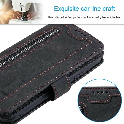 Samsung Galaxy S21 FE S22+5G Wallet Case,Leather Zipper Magnetic Flip Card Case - Picture 4 of 7