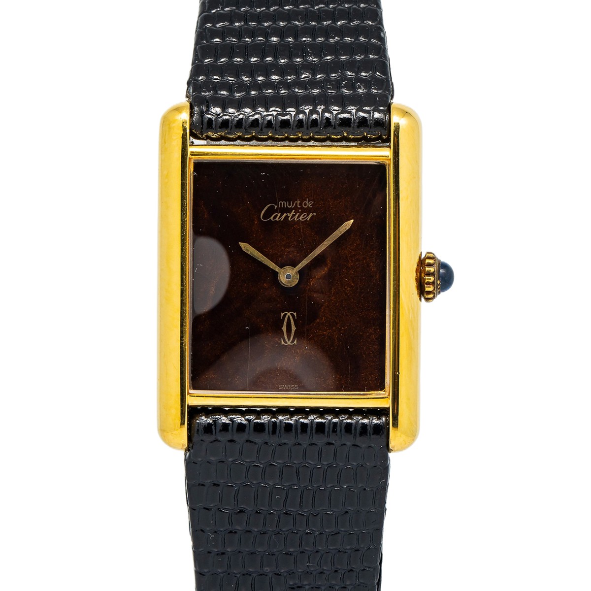 Cartier Tank Vintage 925 Gold Plated Manual Winding Wood Dial - Main Image