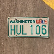 1983 Washington License Plate HUL 106 Ford Chevy 1984 1985 1986 YOM DMV Clear