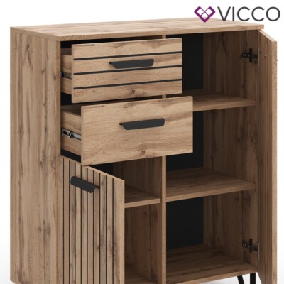 Commode NOAH - 3 tiroirs et 3 Portes - Meuble de Rangement pour Couloir