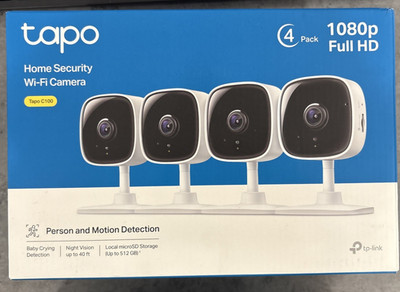 TP-Link Tapo C100 1080P Indoor Security Camera 4 Pack Night Vision