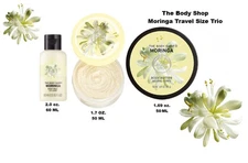 The Body Shop MORINGA Body Scrub, Body Lotion, & Body Butter Travel Trio New