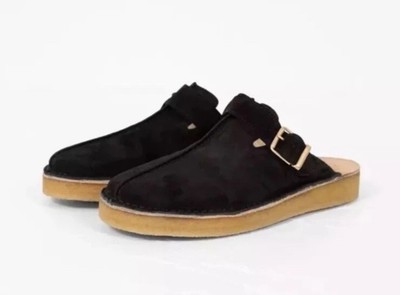 Clarks Originals Trek Pantolette warme Pantolette Herren schwarz Wildleder Schnalle Clog UK Größe 10.