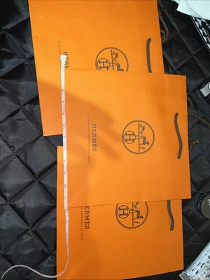 HERMÈS Hermes Gift Bag Shopping Bag Paper Orange Holiday 12”x 12”x 4"