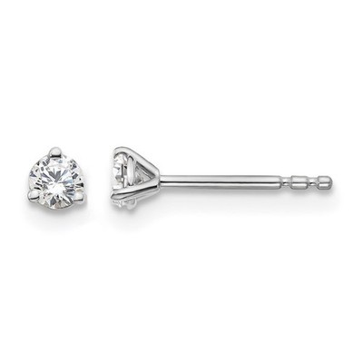 Ohrstecker 14 Karat Weißgold 1/5 kt Rundschliff Laborgrown Diamant drei Krappen