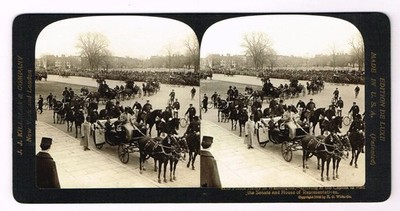 b881, HC White Stereoview, #8173, Wash., DC., Prince Henry & Policemen, 1902
