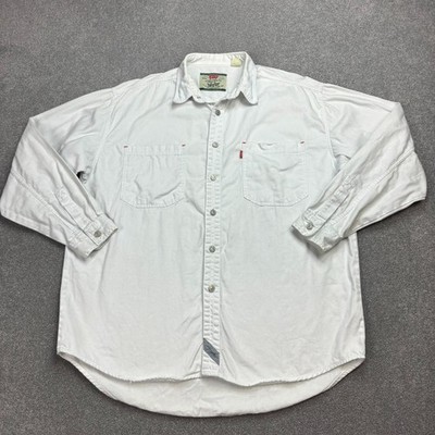 Levis Jeanshemd Erwachsene Large weiß rot Tab Western Rodeo Cowboy USA 90er H...